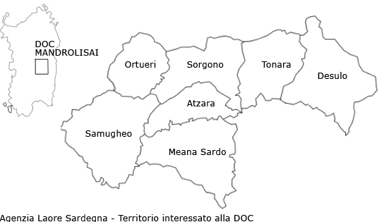 Mappa della DOC Mandrolisai