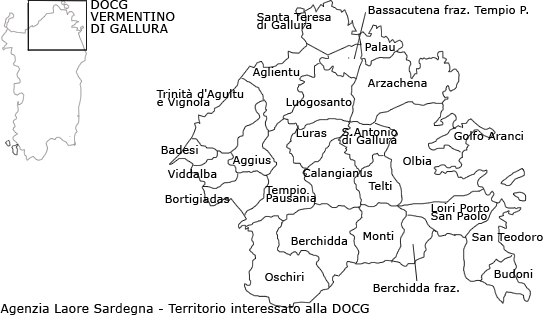 Mappa della DOCG Vermentino di Gallura