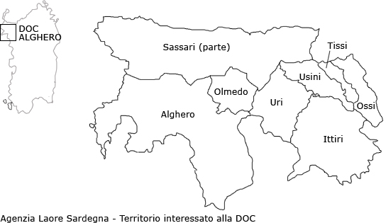 Mappa della DOC Alghero