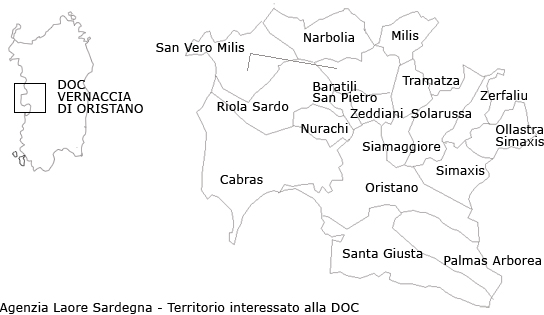 Mappa DOC Vernaccia di Oristano