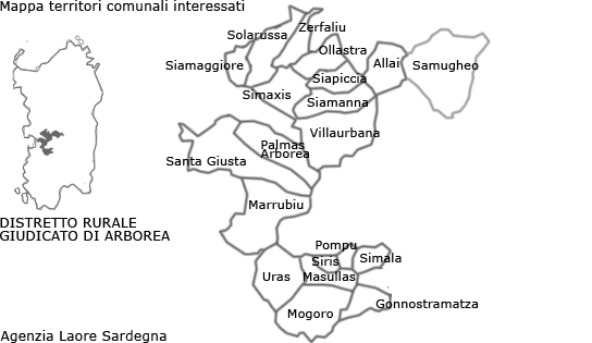 Mappa Distretto rurale Giudicato di Arborea