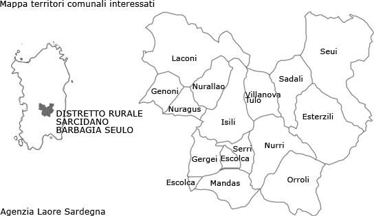 Mappa distretto rurale Sarcidano - Barbagia di Seulo